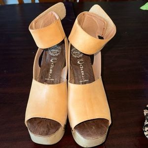 Vintage Jeffrey Campbell orange wedge heels